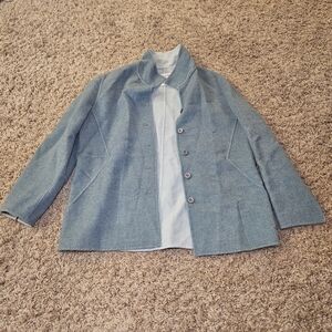 Vintage Pendleton Merino Wool Blend Jacket Two Tone Blue Size M Petite